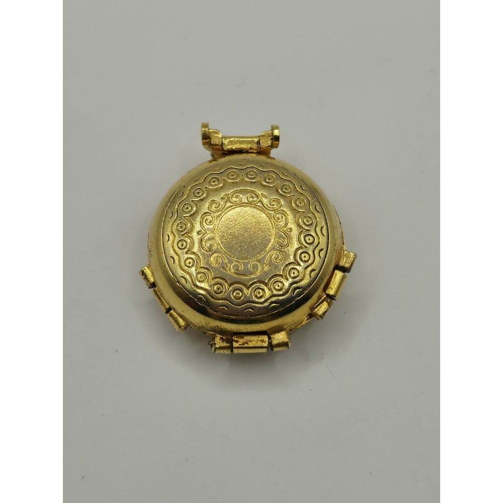 Four Face Goldtone Pendant Locket Vintage 1"